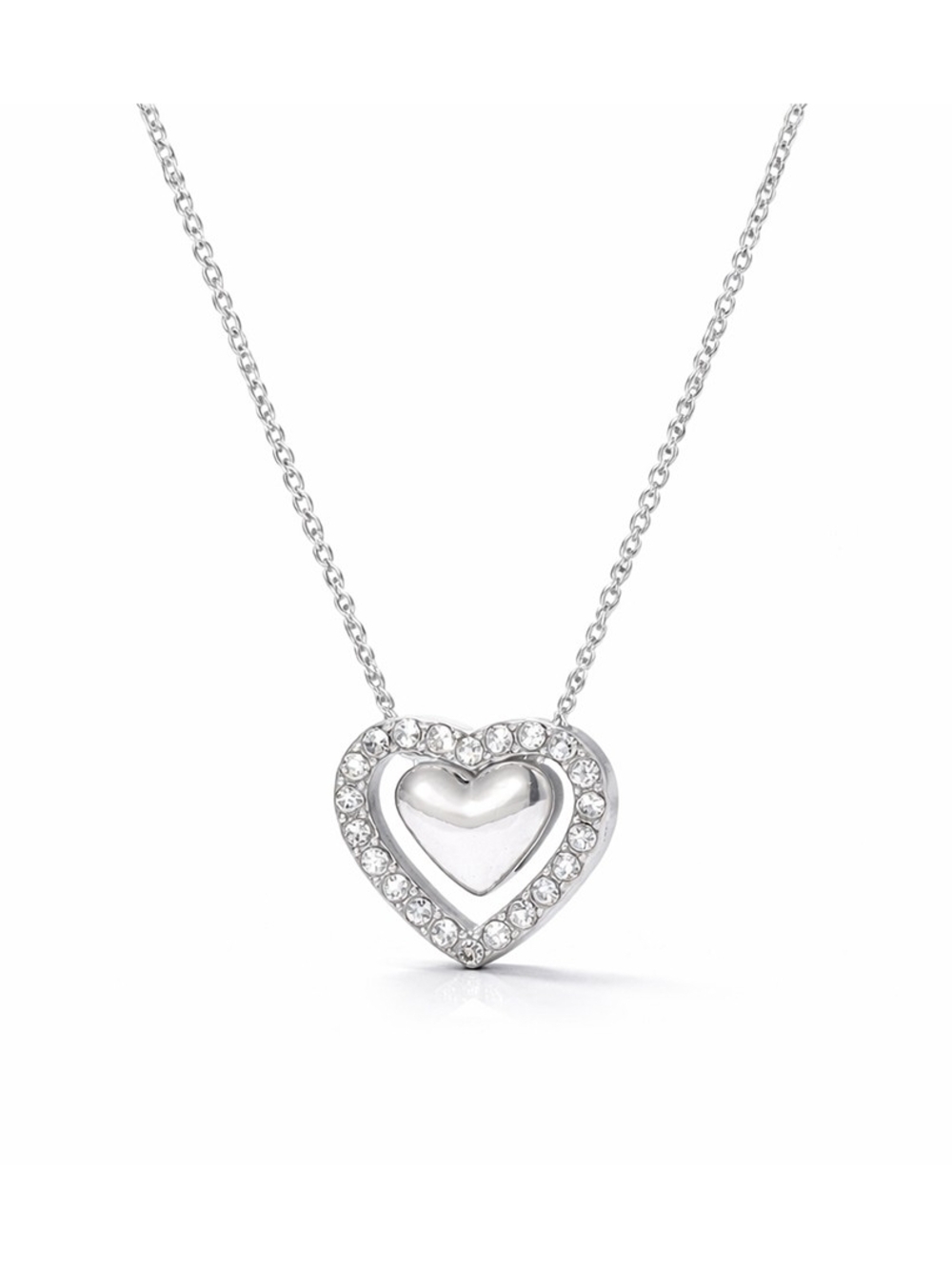 Tocara ♥️Sterling Silver Heart Pendant Necklace with Crystal Halo - Silver